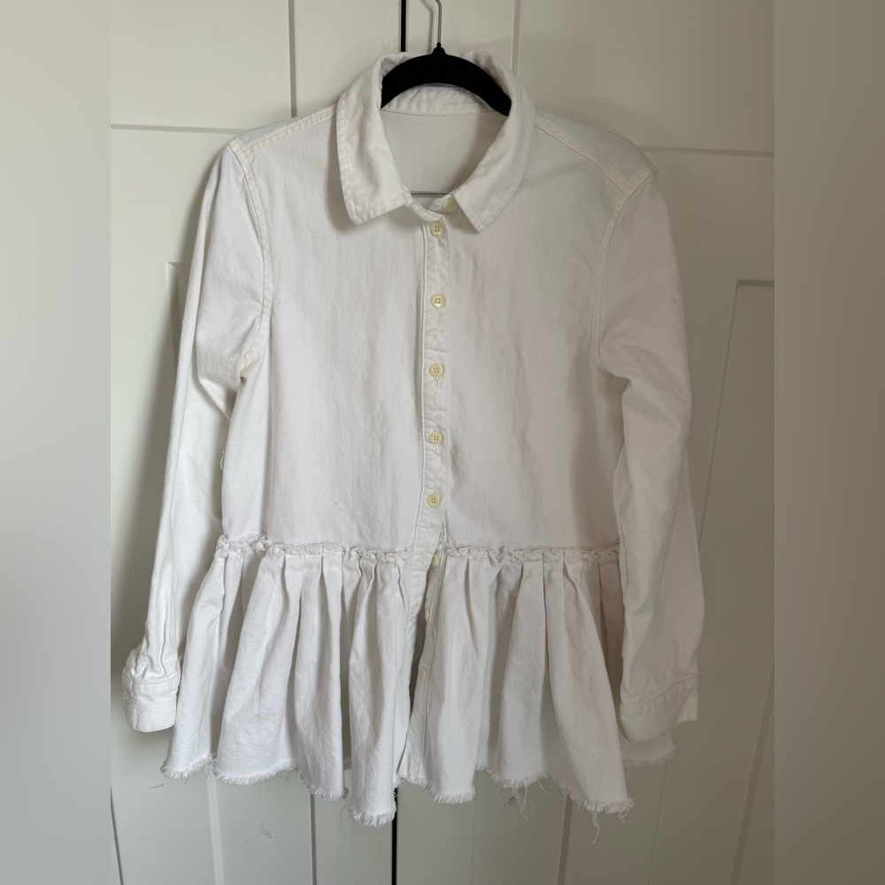 ASOS Women’s White Peplum Button-Down Denim Shirt size 6. Like new!